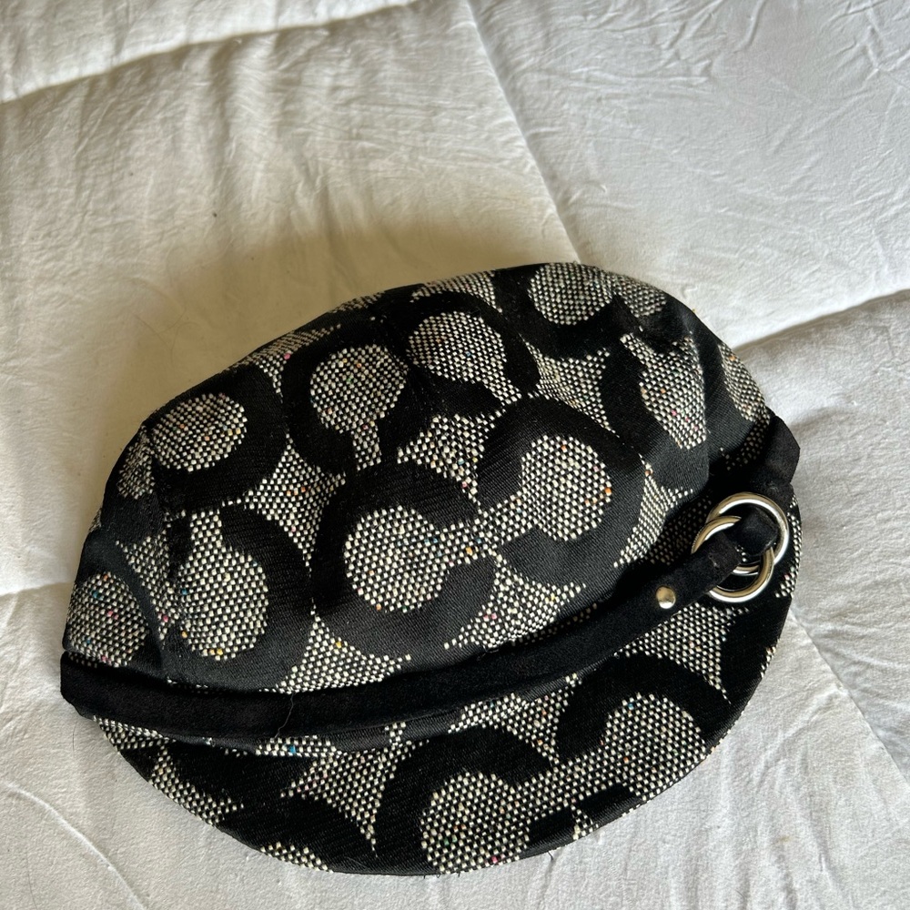 Coach Black and Cream Patterned Hat